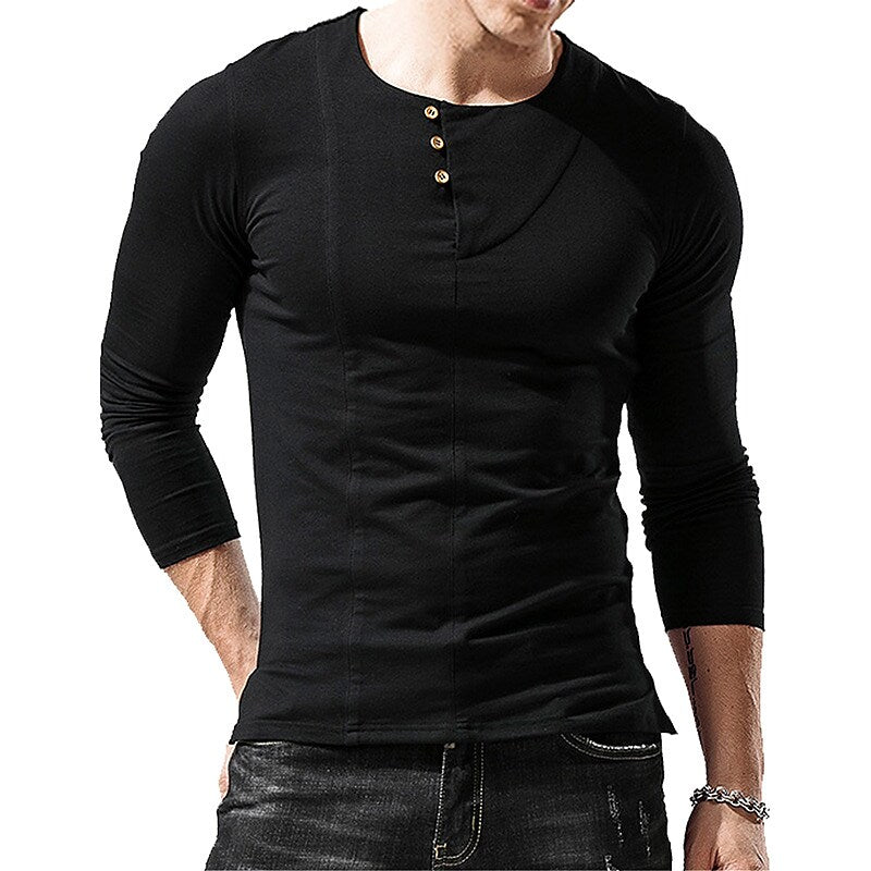 Men's Henley Shirt T shirt Solid Color