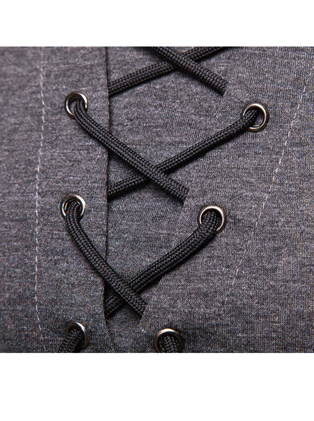 Men's Lace-up Short Sleeve Hooded T-shirt
