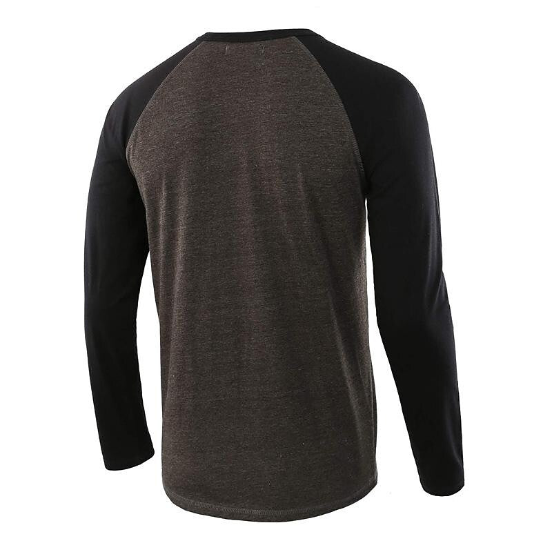 Men's Color Block Raglan Sleeves Henry T-shirt