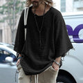 Men's Solid Color Towel Fabric Round Neck Casual Long Sleeve T-shirt