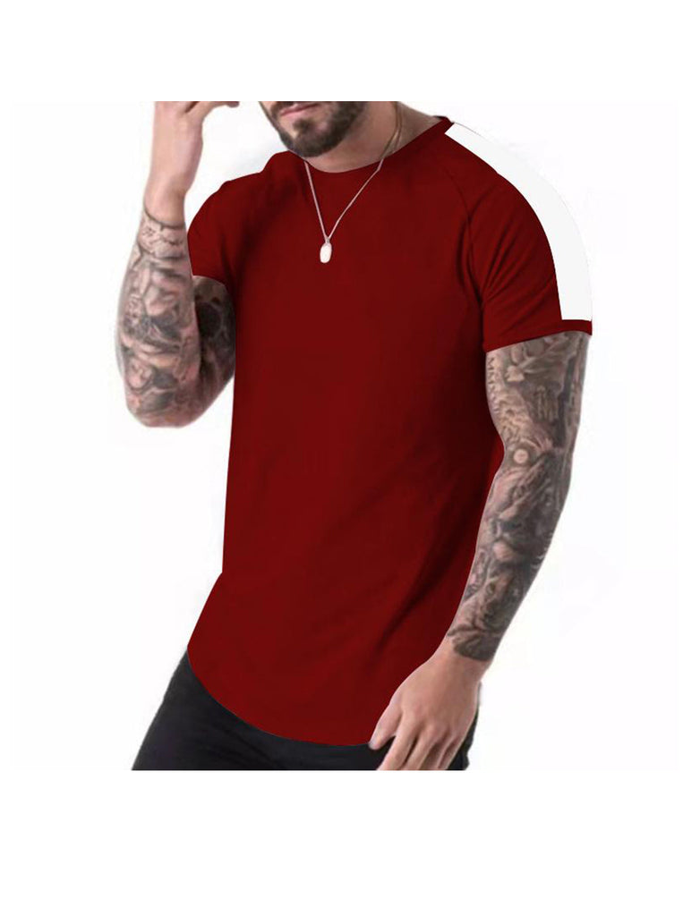 Russell Crew Neck Patchwork Short-sleeved T-shirt