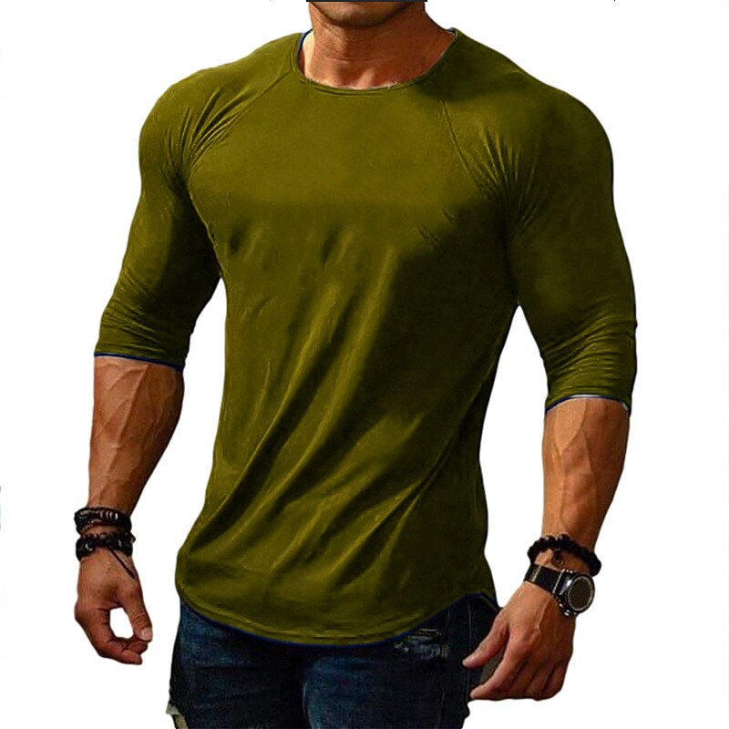 Men's Tee T shirt Solid Color Crew Neck