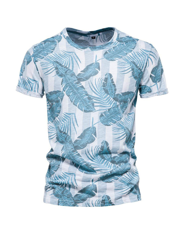 Jason Hawaiian Style Printed Short-sleeved T-shirt