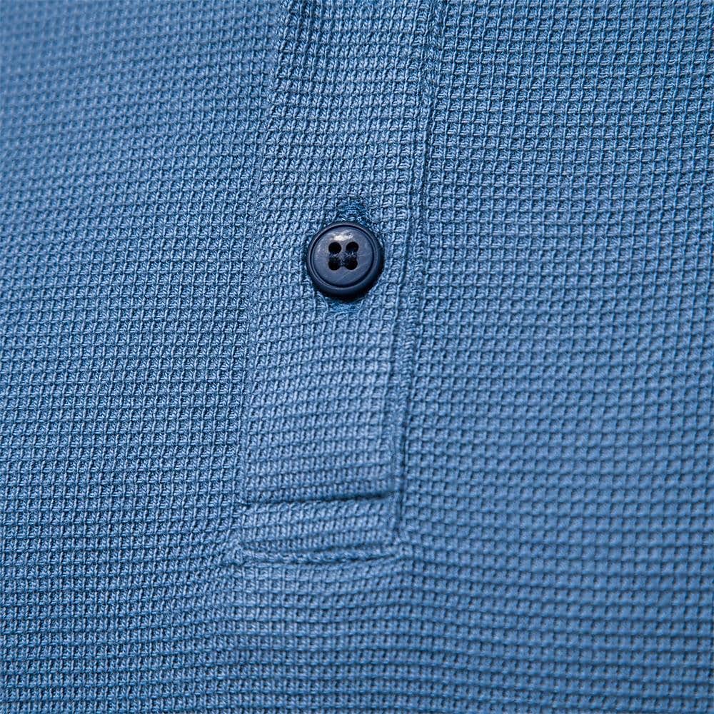 Men's Solid Waffle Raglan Sleeve Henley Collar T-Shirt