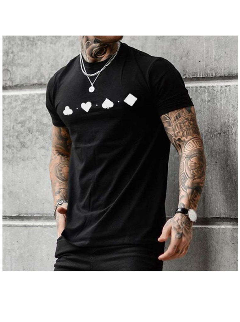 Morgan Round Neck Playing Card Printing T-shirt
