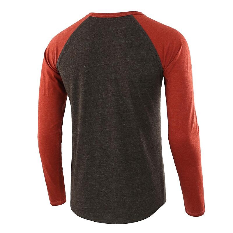 Men's Color Block Raglan Sleeves Henry T-shirt