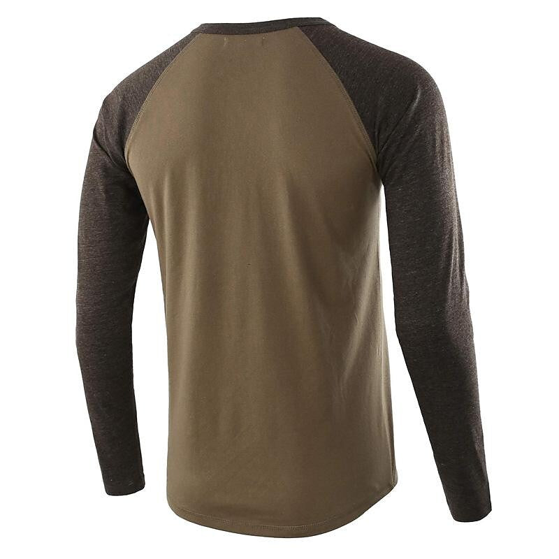 Men's Color Block Raglan Sleeves Henry T-shirt