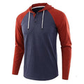 Men's Color Block Raglan Sleeves Drawstring Hoodie T-shirt