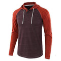 Men's Color Block Raglan Sleeves Drawstring Hoodie T-shirt